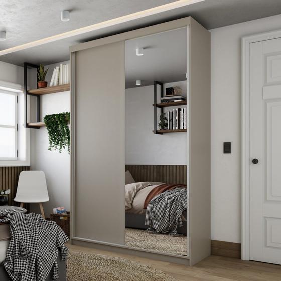 Imagem de Guarda-roupa Solteiro 100% Mdf Bp com 2 Portas e 1 Espelho Geneve