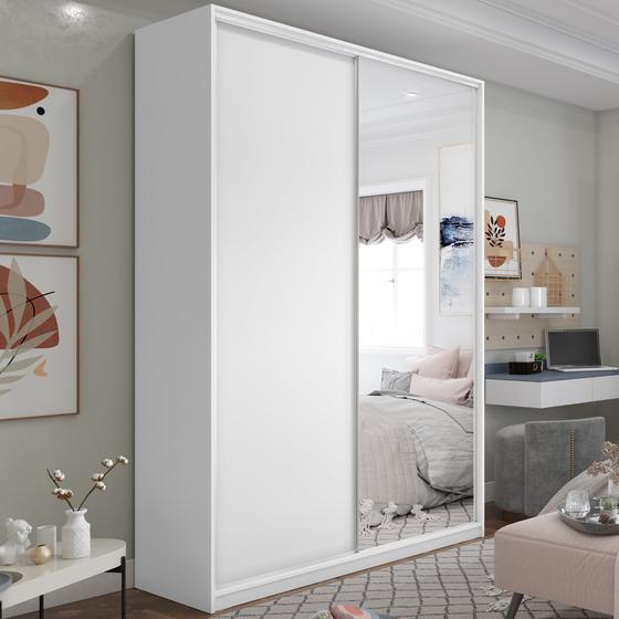 Imagem de Guarda Roupa Solteiro 100% MDF BP com 2 Portas e 1 Espelho Zermatt