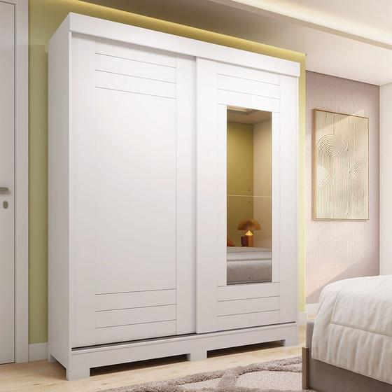 Imagem de Guarda Roupa Solteiro 140cm 2 Portas de Correr com Espelho 100% Mdf Cinerária Espresso Móveis
