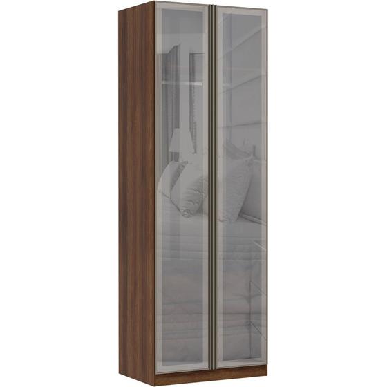 Imagem de Guarda Roupa Solteiro 2 Portas Alumínio Inox com Vidro Reflecta Prata 80 cm Prime Luciane Móveis