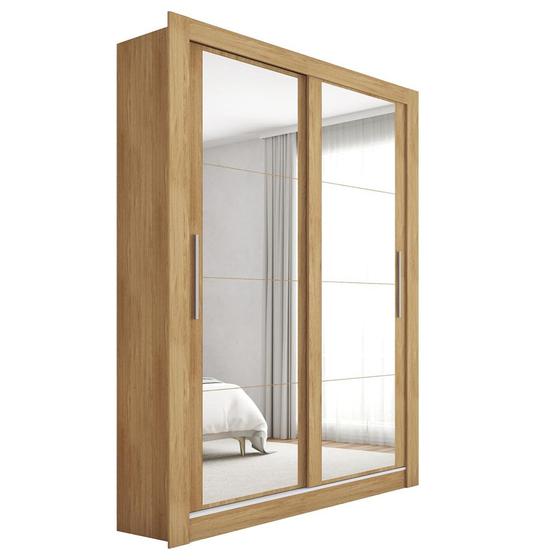 Imagem de Guarda Roupa Solteiro 2 Portas Com Espelhos Marrom Glass