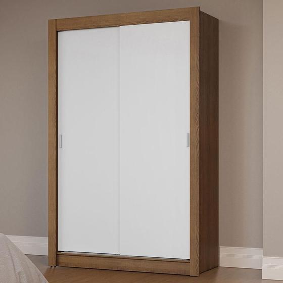 Imagem de Guarda-Roupa Solteiro 2 Portas de Correr Rustic/Branco Milano Madesa