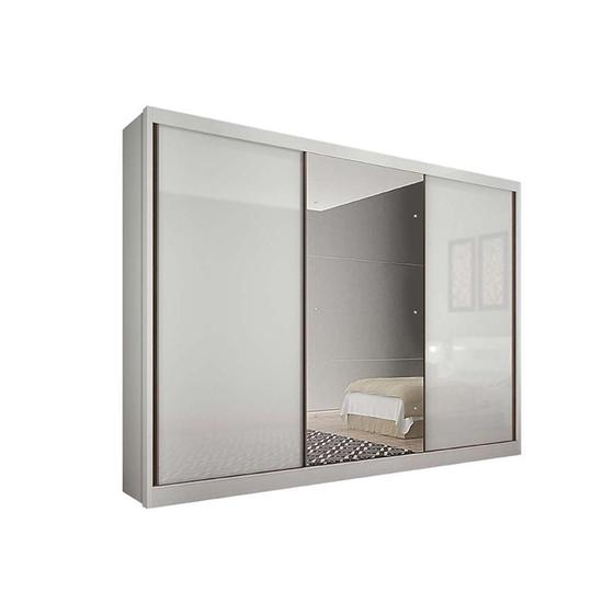 Imagem de Guarda Roupa Solteiro 3 Portas (1 c/ Espelho) e 6 Gavetas Toulon/Sonetto Plus Branco - Novo Horizonte