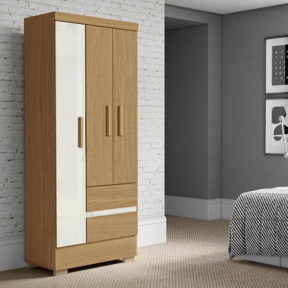 Guarda-Roupa Solteiro 3 Portas 2 Gavetas com Pés Coimbra Aramóveis Imagem de Guarda-Roupa Solteiro 3 Portas 2 Gavetas com Pés Coimbra Aramóveis