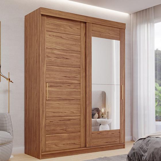 Imagem de Guarda-roupa Solteiro 3 Portas de Correr 3 Gavetas sem Pés 100% Mdf Dubai Espresso Móveis