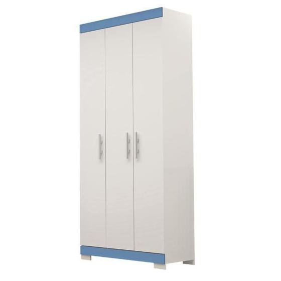 Imagem de Guarda Roupa Solteiro 3 Portas Lana Branco/Azul ACP Móveis 100%MDF