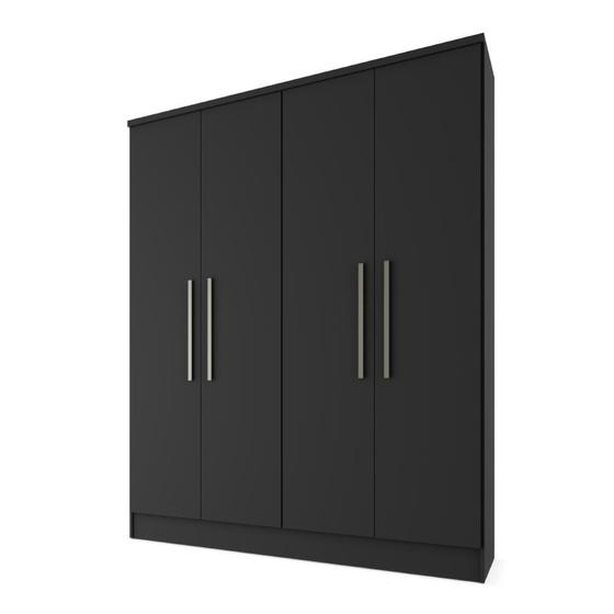 Guarda Roupa Solteiro 4 Portas 1 Gaveta Berlim Preto FAMA MOVEIS