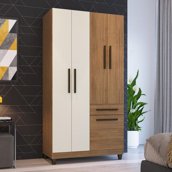 Imagem de Guarda Roupa Solteiro 5 Portas 1 Gaveta Laguna Faimec