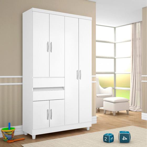 Imagem de Guarda Roupa Solteiro 6 Portas 2 Gavetas 1160 Araplac Flex Color Branco