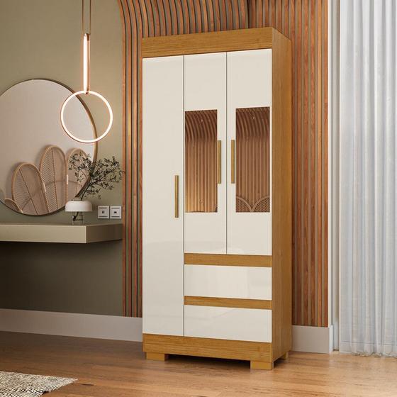 Imagem de Guarda-roupa Solteiro 75,30cm 3 Ptas com Esp e 2 Gavetas Chantrieri Espresso Móveis