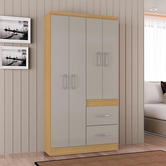 Guarda Roupa Solteiro Ambiente Milão 4 Portas Damasco Off White Poquema Menor preço em Guarda Roupa Solteiro Ambiente Milão 4 Portas Damasco Off White Poquema