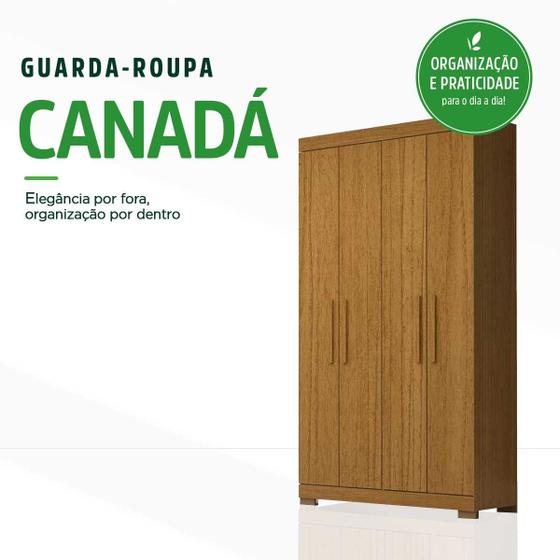 Guarda Roupa Solteiro Canadá 4 Portas 100 MDF Linhamobília Acp Móveis