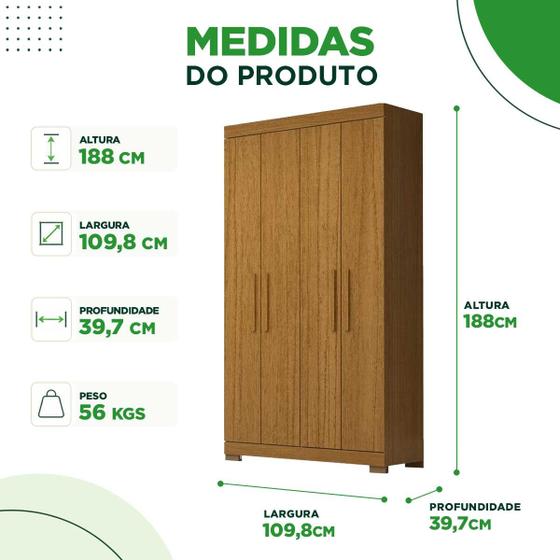 Guarda Roupa Solteiro Canadá 4 Portas 100 MDF Linhamobília Acp Móveis