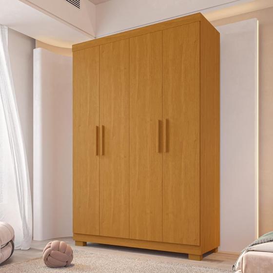 Guarda Roupa Solteiro Canadá 4 Portas 100 MDF Linhamobília Acp Móveis