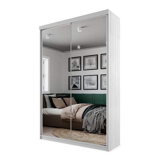 Imagem de Guarda-Roupa Solteiro com 2 Espelhos Lugano 2 PT 2 GV Branco