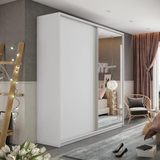 Guarda Roupa Solteiro com Espelho 2 Portas Terrazo MDF BP Yescasa Menor preço em Guarda Roupa Solteiro com Espelho 2 Portas Terrazo MDF BP Yescasa