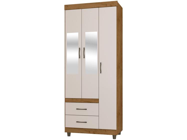 Guarda-roupa Solteiro com Espelho 3 Portas 2 Gavetas Araplac 2232 Menor preço em Guarda-roupa Solteiro com Espelho 3 Portas 2 Gavetas Araplac 2232
