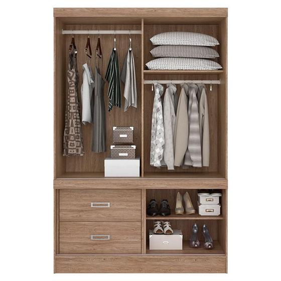 Guarda Roupa Solteiro Estilo 2 Nogal e Vanilla Touch Demóbile Menor preço em Guarda Roupa Solteiro Estilo 2 Nogal e Vanilla Touch Demóbile