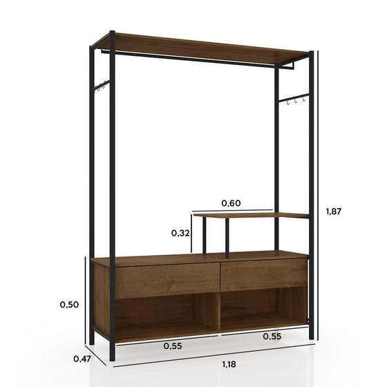 Guarda Roupa Solteiro Estilo Industrial Barcelona 2 Gavetas Menor preço em Guarda Roupa Solteiro Estilo Industrial Barcelona 2 Gavetas