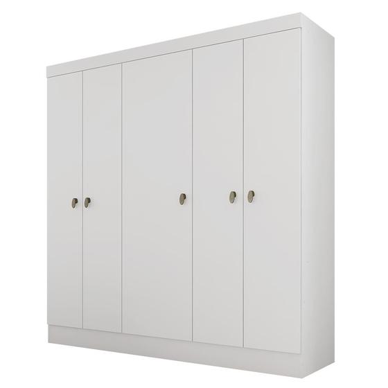 Guarda Roupa Solteiro Helena 5 Portas Branco - Móveis Arapongas Menor preço em Guarda Roupa Solteiro Helena 5 Portas Branco - Móveis Arapongas