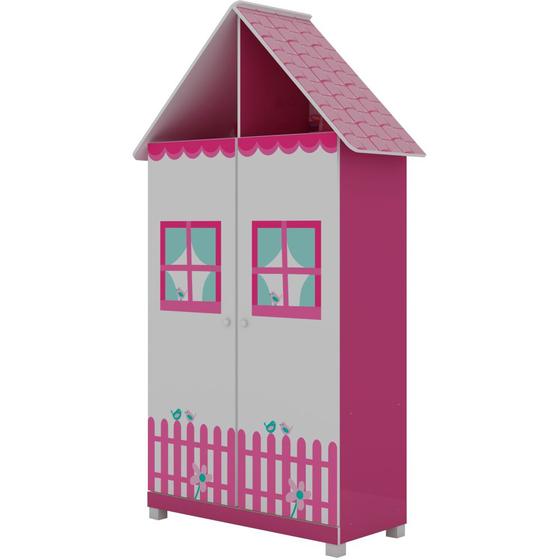 Imagem de Guarda Roupa Solteiro infantil Casinha 2 portas 2 gavetas  Pink Ploc