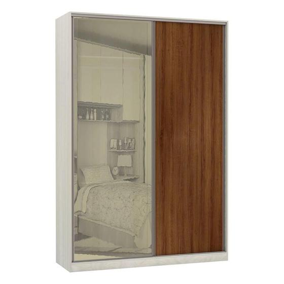 Imagem de Guarda-Roupa Solteiro Luciane 2 Portas de Correr 3 Gavetas Prime Plus 159 cm Alumínio com Espelho Reflecta