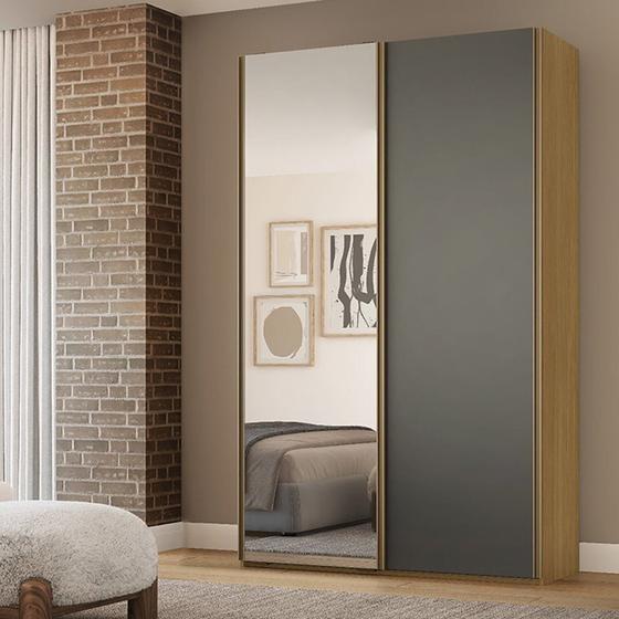 Imagem de Guarda-roupa Solteiro Mdf 2 Portas 1 com Espelho 138,5 Cm Raffinato