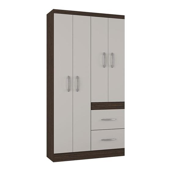 Guarda Roupa Solteiro Milão 4 Portas Chocolate Off White  Poquema é boa?