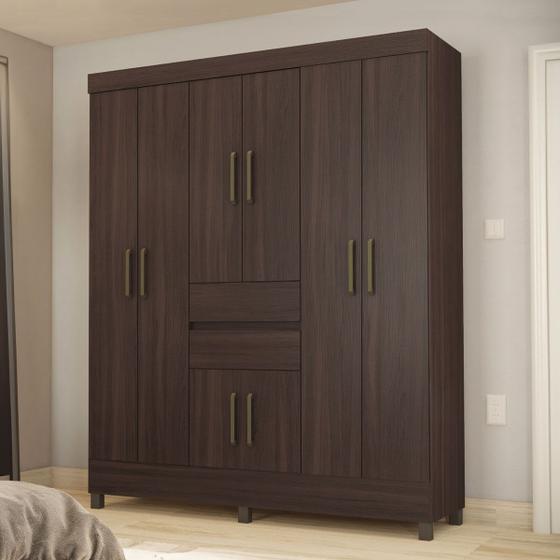 Imagem de Guarda-Roupa Solteiro Munique 8 Portas 2 Gavetas Café Touch - Demóbile