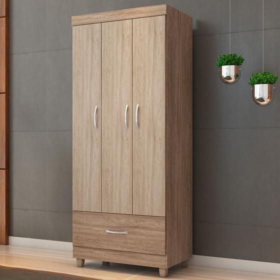 Guarda Roupa Solteiro Prince 3 Portas e 1 Gaveta 31060 Demóbile Menor preço em Guarda Roupa Solteiro Prince 3 Portas e 1 Gaveta 31060 Demóbile