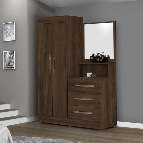 Imagem de Guarda Roupa Solteiro Quarto 2 Portas 3 Gavetas Onix