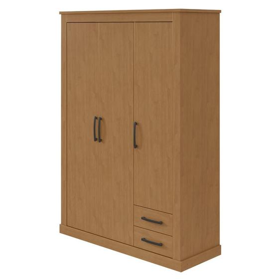 Imagem de Guarda-Roupa Solteiro Rustic Clean 3 portas 2 gavetas Amêndoa Clean