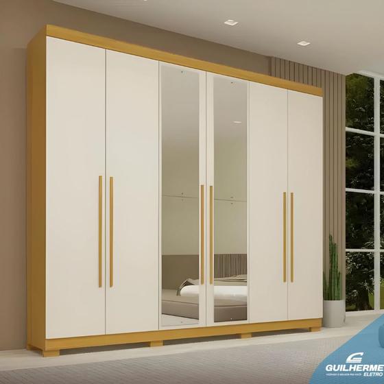 Imagem de Guarda Roupas 100% MDF Casal 6 Portas 4 Gavetas Com Espelho Nubia ACP - ACP Móveis