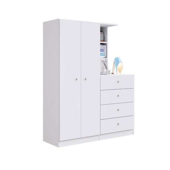 Imagem de Guarda Roupas 2 Portas E Comoda 4 Gavetas Montessoriano Branco