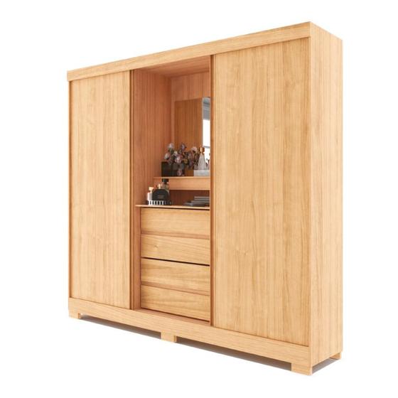 Guarda Roupas Casal Capela Com Espelho 2 Portas De Correr 4 Gavetas