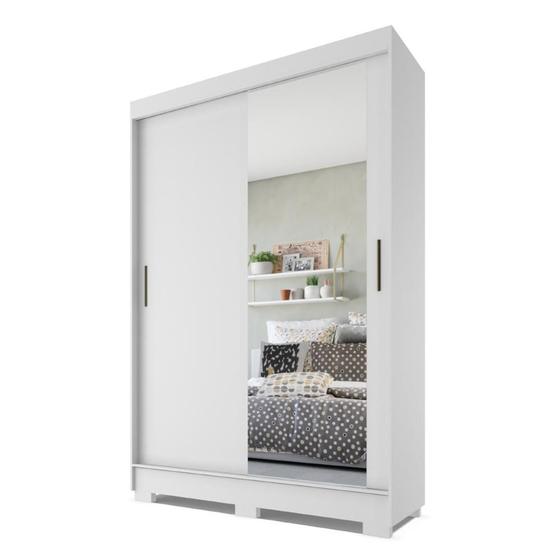 Guarda Roupas Solteiro Com Espelho 2 Portas de Correr 2 Gavetas Leblon