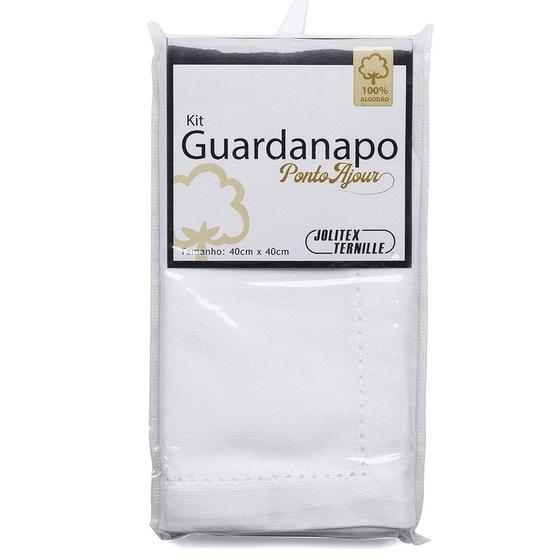 Imagem de Guardanapo Algodão 40x40cm Branco Ponto Ajour com 2 Peças