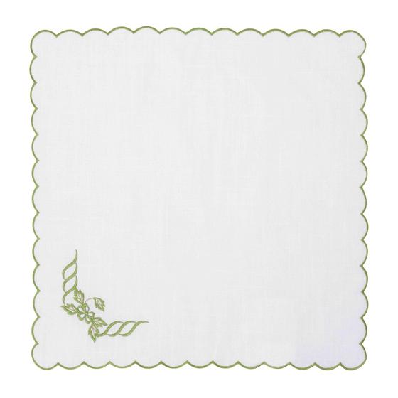 Imagem de Guardanapo Bordado Branco E Verde Poli-Bambu 45X45Cm Rafimex