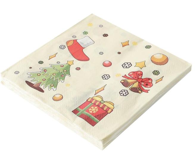 Imagem de Guardanapo de Papel Estampado Folha Dupla Enfeites de Natal 32x32 cm Silver Festas - Inspire sua Festa Loja