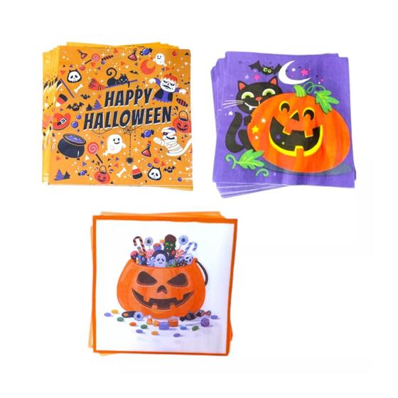 Imagem de Guardanapo De Papel Temático Halloween 33x33cm - Kit com 20 Unidades