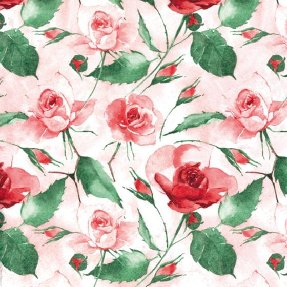 Imagem de Guardanapo Decorado Rosas em Pó Vermelhas Keramik 33x33cm