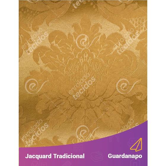 Imagem de Guardanapo em Tecido Jacquard Dourado Ouro Vibrante Medalhão Tradicional - 40x40cm