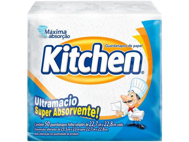 Imagem de Guardanapo Kitchen Branco Folha Simples  - 50 Unidades