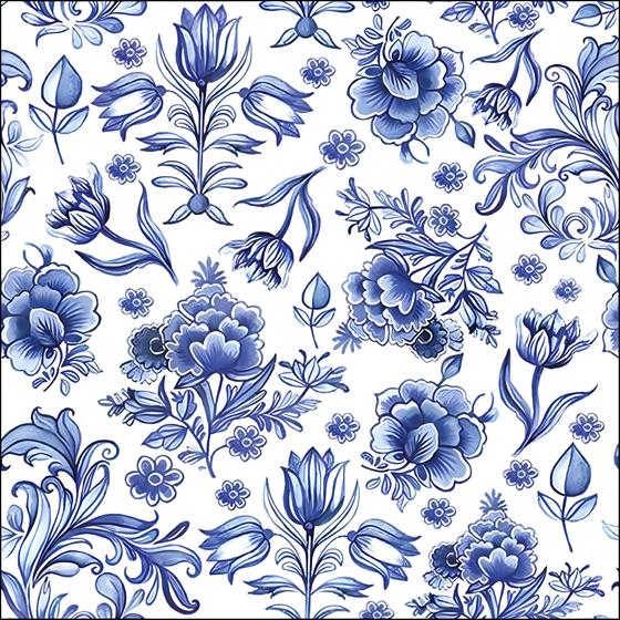 Imagem de Guardanapo para Decoupage Ambiente Delft Azul Flores com 20 Unidades