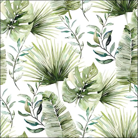 Imagem de Guardanapo para Decoupage Ambiente Folhas da Selva Branco com 20 Unidades