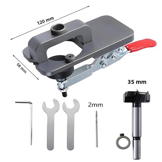 Imagem de Guia de Gabarito para Dobradiça Oculta de 35mm - Ferramenta para Carpinteiros