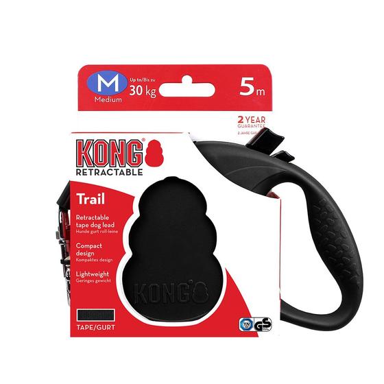 Imagem de Guia Retrátil Para Cães Até 30kg Kong Trail Preto Médio - 5m