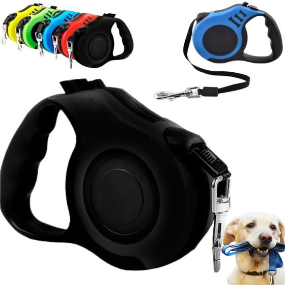 Imagem de Guia Retrátil Premium Azul Original 3 Metros Para Pets Com Segurança