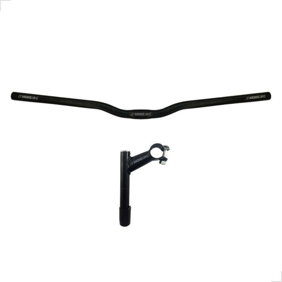 Imagem de Guidão Bicicleta Bike Mtb 25,4mm Curvo + Mesa Avanço Mesinha Standard