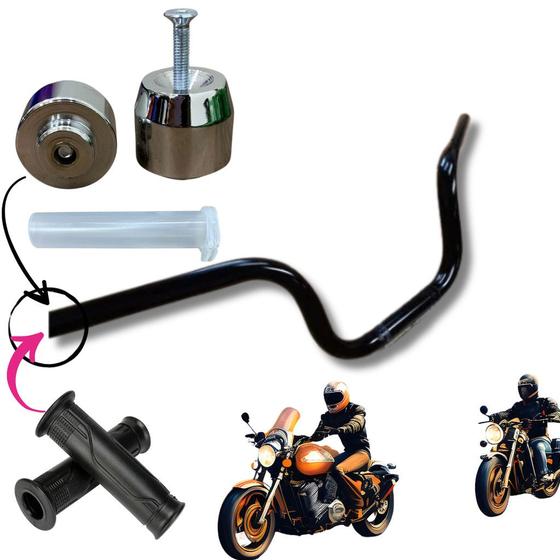 Imagem de Guidão Para Yamaha Factor YBR Com Manopla Pezinho e Roldana Kit Completo